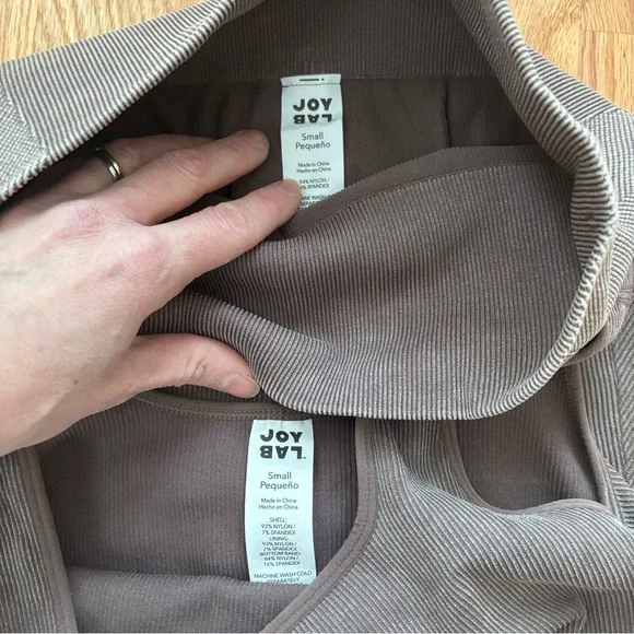 JoyLab Brown Seamless Ribbed Workout Set Leggings + Sports Bra Small - Picture 2 of 4